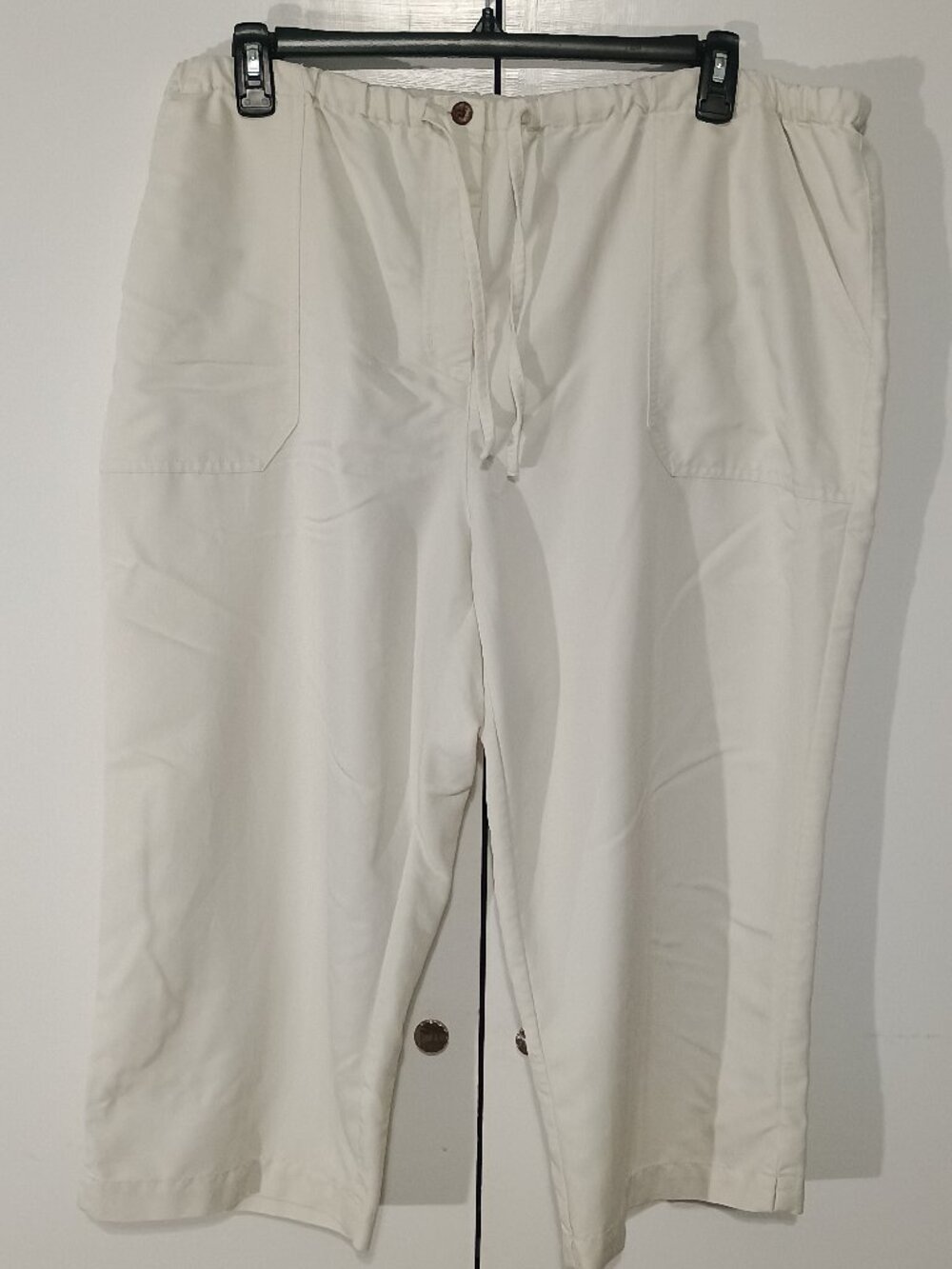 Sunset Cove Woman White Drawstring Wide Leg Pants 2X Rayon Blend Beach Resort - Picture 2 of 8